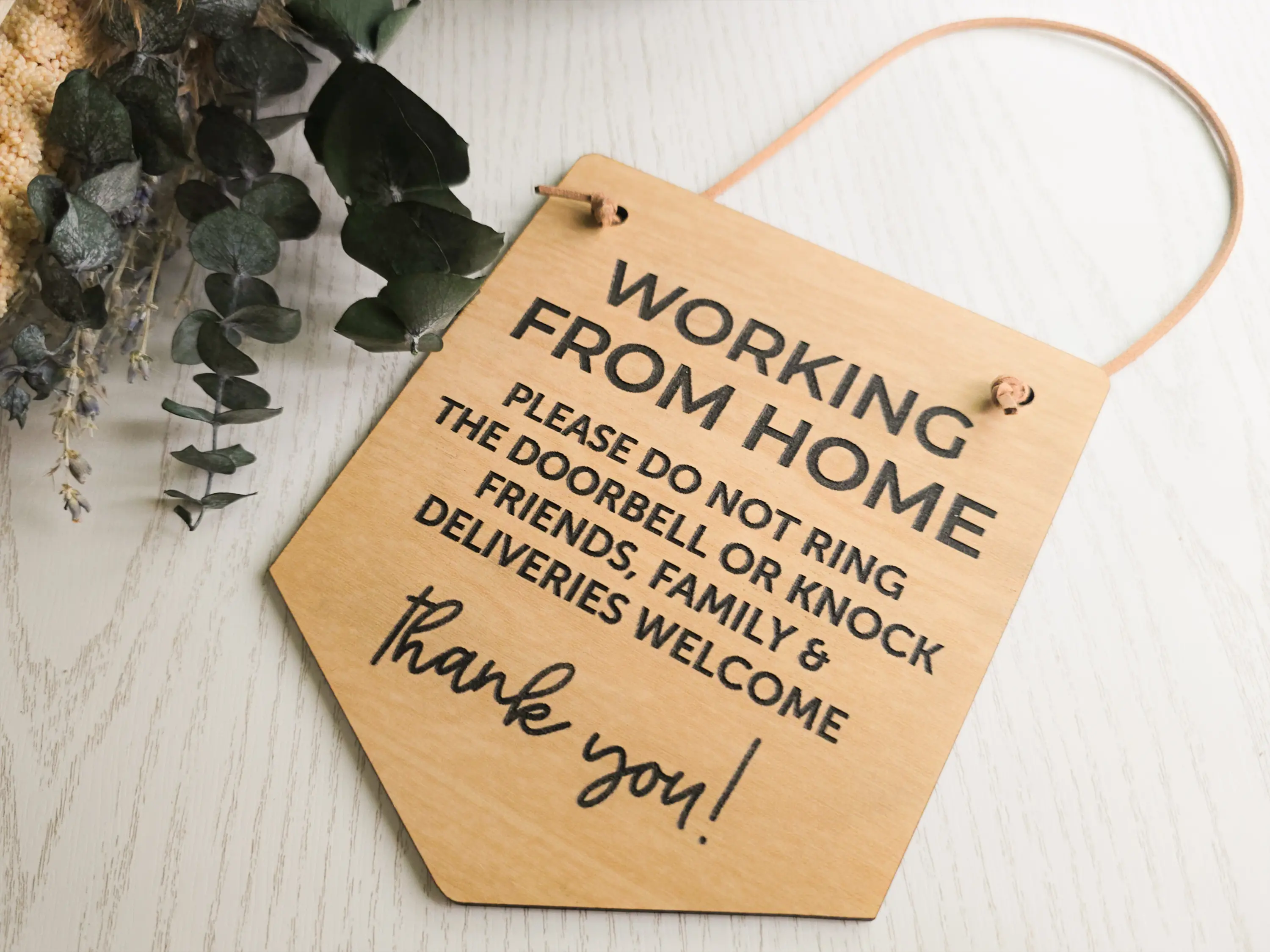 Working From Home Hanging Door Sign