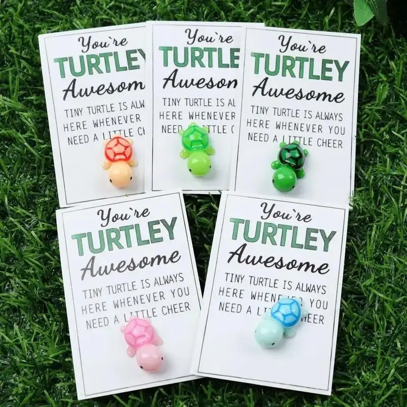 5 Piece Mini Turtle Hug Cards, Inspirational Message, Perfect for Valentine's Day, Graduation, Back-To-School, Christmas Gifts