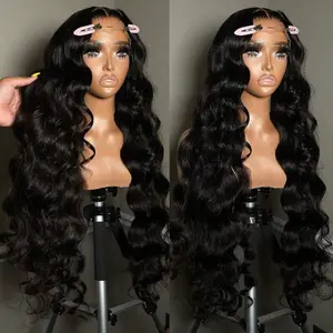 Leniku Hair 13x6 Lace Front Wigs Human Hair 180 Density Hd Transparent Body Wave 13x4 Lace Frontal Human Hair Wigs For Women Pre Plucked Black Wig