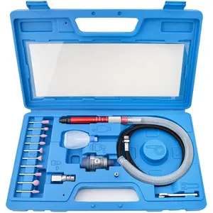 17pcs Micro Air Die Grinder Kit Pneumatic Pencil Die Grinder 1/8 and 3/32 Inch Collet Capacity High Speed 58000 RPM Lightweight Compact Tool Kit for Cleaning Cutting Polishing Welding