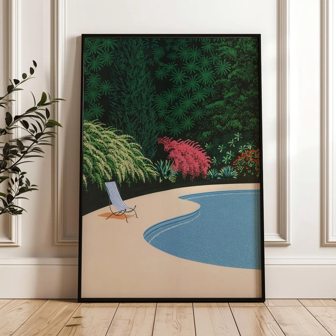 Poolside Scene, Hiroshi Nagai Wall Art Print, Japanese City Pop Poster