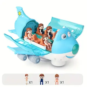 Babywendy Automatic Walking Airplane Toy - 360° Rotation - Lights And Music - Obstacle Avoidance - All-round Movement - Pink/Blue - Automatic Opening - Automatic Switching - Accessories Random Color - 3 AA Battery (Not Included