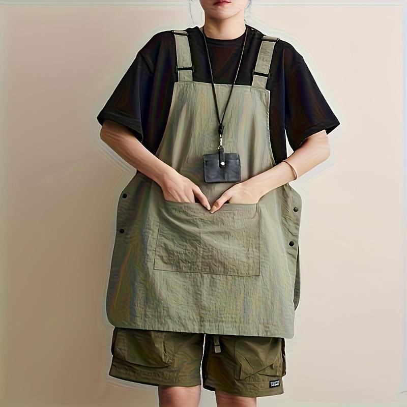 Heavy Duty Work Apron Olive Green - 300GSM Polyester Utility Apron with Adjustable Waistband & Multiple Pockets, Perfect for Kitchen BBQ Catering Restaurant Chef Barista