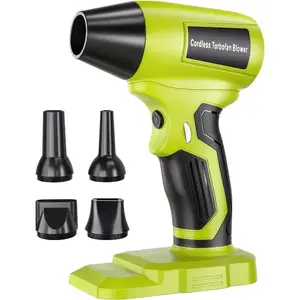 5-piece cordless leaf blower set compatible with Ryobi 18V batteries; lightweight, handheld mini blower equipped with 5 different nozzles and a roller-switch speed control, ideal for precise cleaning of small areas (battery not included)