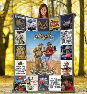 Smokey and the Bandit Collage Fleece Blanket | Burt Reynolds Movie Fan Gift | Trans Am & Iconic Quotes Soft Throw | Premium Quality Cinema Merch