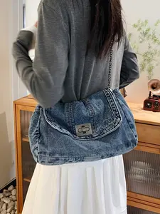 1pc  Retro women's crossbody bag, solid color shoulder bag, flip cover, fashionable and versatile, simple and trendy, suitable for college students, campus work, commuting, shopping, women's crossbody bag