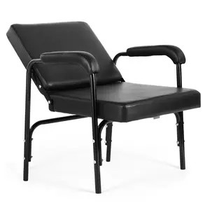 Salon Reclining Shampoo Chair for Barber & Hair Stylist Auto Recline Spa Beauty Equipment Black Leatherette