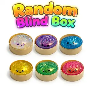 Random Blind Box 2026 New Glitter Dumpling Toys - Aesthetic Mystery Sensory Fidget Squishy toy with Steamer Box, Soft Squeeze Stress & Anxiety Relief Collectible for Adults, Viral Desk Decor Handheld Mochi