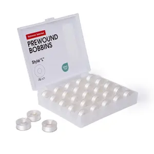 PooLin Richword Style L Prewound Plastic Side Embroidery Bobbins 25pcs for Commercial Embroidery Machines