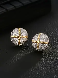 ICED CHICS semi-circular cross hip-hop stud earrings, High Quality Earrings, Classic Style Earrings, copper-inlaid zircon street casual style accessories, quality accessories, couple styles, Valentine's Day, Christmas, birthday dates