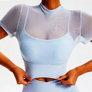 Cloud Hide Blue Girls Yoga Shirt Women Summer Gym Fitness Sports Crop Top Short Sleeve Blouse Sexy Running T-Shirt Workout Tops