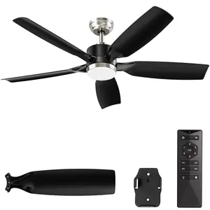 Electactic Ceiling Fan with Light,Ceiling Fan with Light and Remote Control8H Timer Dimmable,6 Speeds Wind,Black