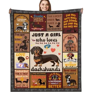 Dachshund Gifts for Women Throw Blanket, Just a Girl Who Loves Dachshunds Design Soft Cozy Flannel Blanket, Weiner Dog Gift for Girls Mom Wife Daughter Doxie Lovers (50" x 60")