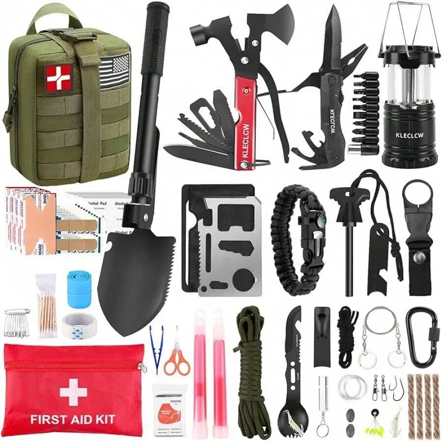 Survival Kit And First Aid Kit, 160 Pcs Emergency Supplies Camping Accessories With Upgraded Molle Bag, Gifts For Men And Women Outdoor Adventure Camping Hiking Hunting