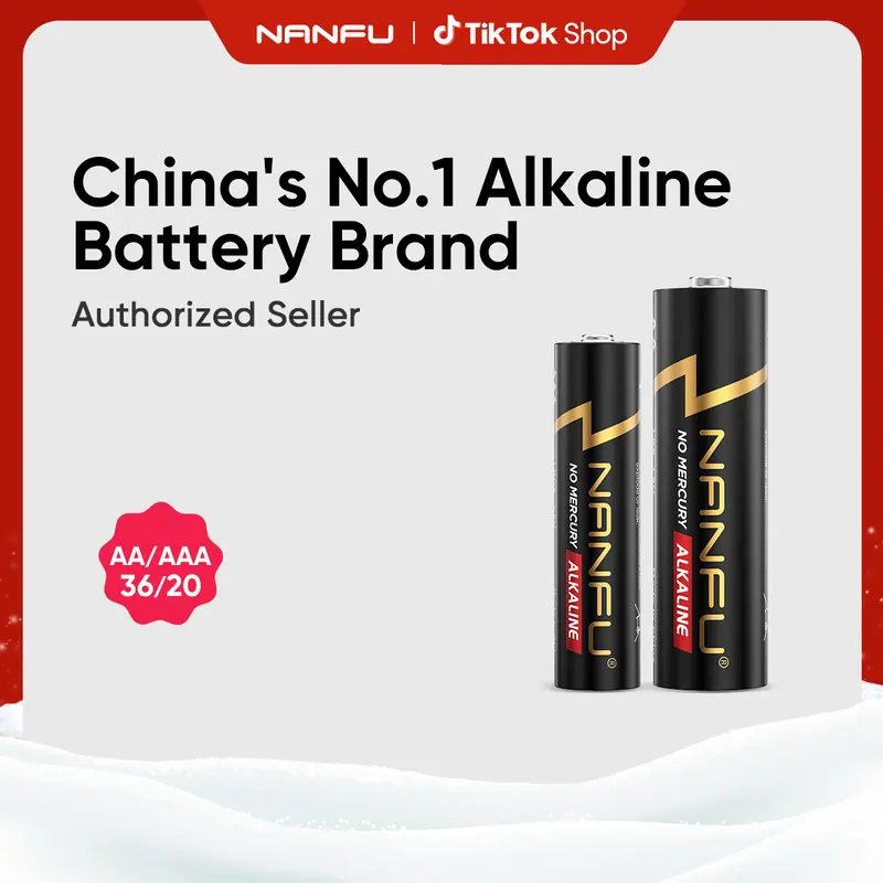 NANFU Alkaline Double A-Triple A Mix Non-Rechargeable Batteries (36 AA, 20 AAA, Plastic Case), Authorized Seller, Mercury-Free, Ultra Long-Lasting Power, 10-Year Shelf Life Storage, Safe for Use, for Home & Office Electronics