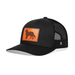 Golden Retriever Trucker Hat Leather  |  Black Dog Snapback