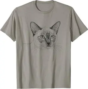 Siamese Cat Sketch Art Design T-Shirt