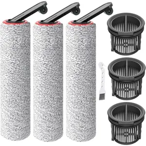 (7pcs) HEPA Filters & Replacement  Kit Brush Rollers Compatible For  H14/H14 Pro/H14 Dual Wet Dry Vacuum Cleaner, Replacement  Accessories Kit Inclue 3 Vacuum Filter, 3 Brush Rollers