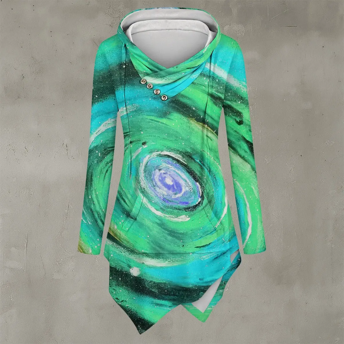 Infinite Teal Women's Asymmetric Hem Hoodie