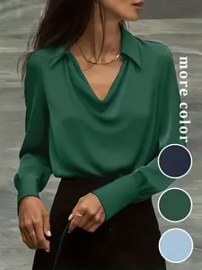 Classic Button Detail Slim Fit Long Sleeve Shirt, Fall Fashion, Women's Dress, Business Casual, Vintage Style, Office Wear