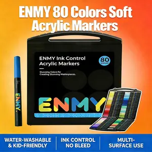 ENMY 80 Vibrant Colors Acrylic Markers That Actually Work.Quick Dry & Waterproof — Perfect for Kids Painting, Canvas Art, Card Making, Scrapbooking | Premium Art Supplies Set