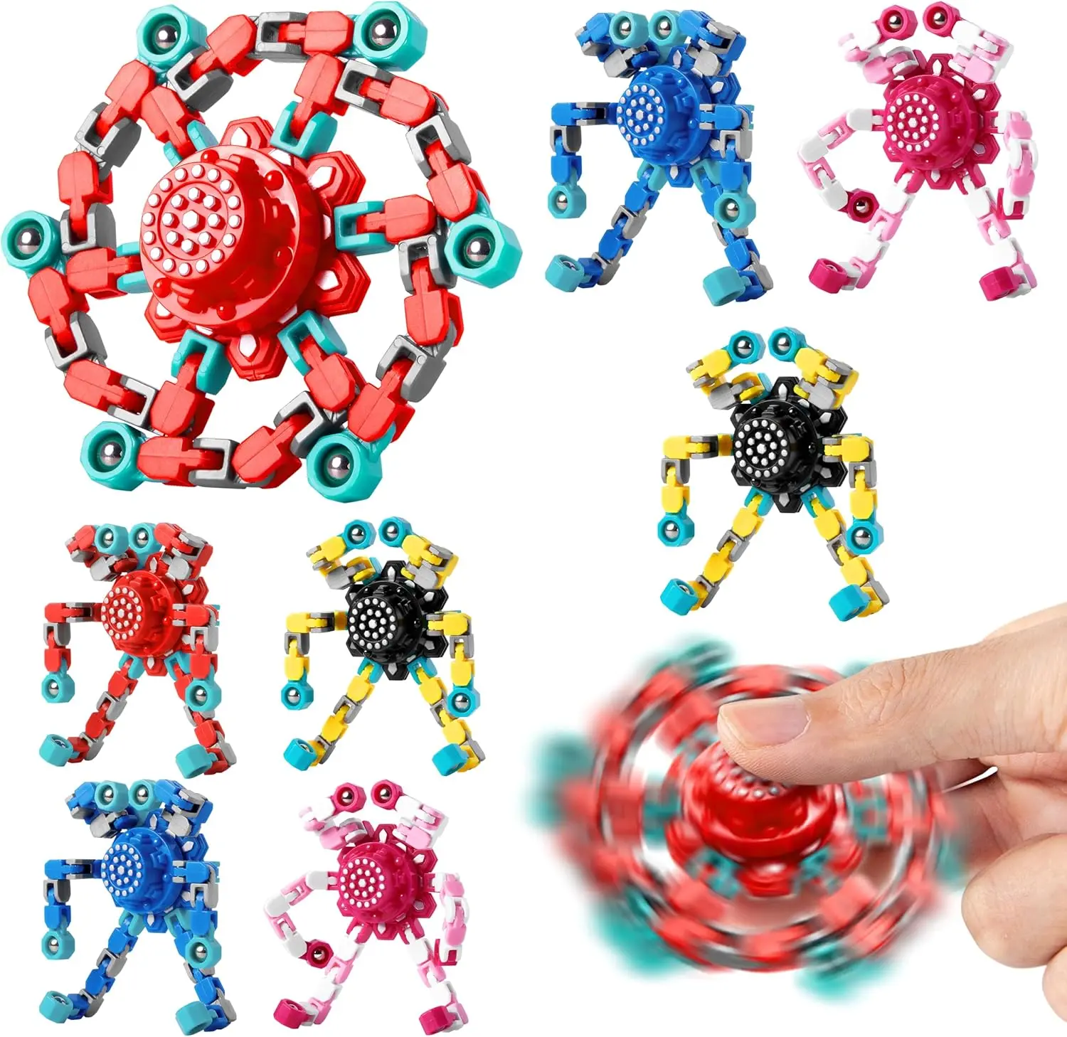 Fidget Toys, Transformable Fidget Spinners,Autism ADHD Stress Relief Sensory Toys for Boys and Girls Age 8-12