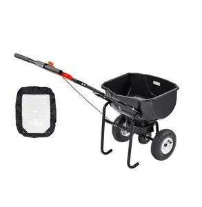 Walk Behind Spreader 60 LBS - Push Broadcast Spreader, Adjustable 0-9.8 ft Width, Pneumatic Tires for Seed, Fertilizer, Ice Melt - VEVOR 60 lbs (Quality Improved) 10 in Pneumatic Wheel