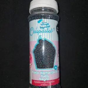 Edible Glitter Mini Pearls for Desserts -  Black (Negro) Diamantada Pearls for Your Dessert Needs