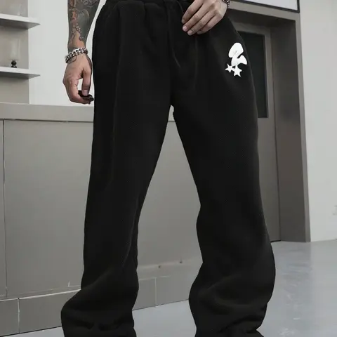 【TDOTW】Men's Regular Fit Solid Color Sweatpants, Casual Comfy Breathable Jogger Pants for Outdoor Hiking, Men's Trousers for Spring & Fall, Casual Sports Trousers, Fitness Trousers, Sports Jogging Pants, Drawstring Sports Pants