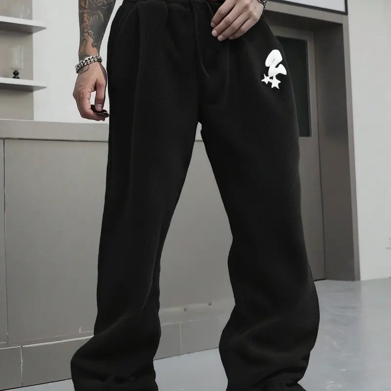 【TDOTW】Men's Regular Fit Solid Color Sweatpants, Casual Comfy Breathable Jogger Pants for Outdoor Hiking, Men's Trousers for Spring & Fall, Casual Sports Trousers, Fitness Trousers, Sports Jogging Pants, Drawstring Sports Pants