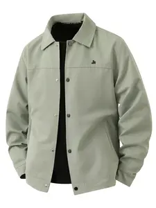 Men's casual collar jacket with button front and closure design, simple and lightweight jacket, machine washable, 100% polyester fiber, easy to maintain fabric, suitable for daily leisure, work travel, outdoor casual wear - Spring and Autumn