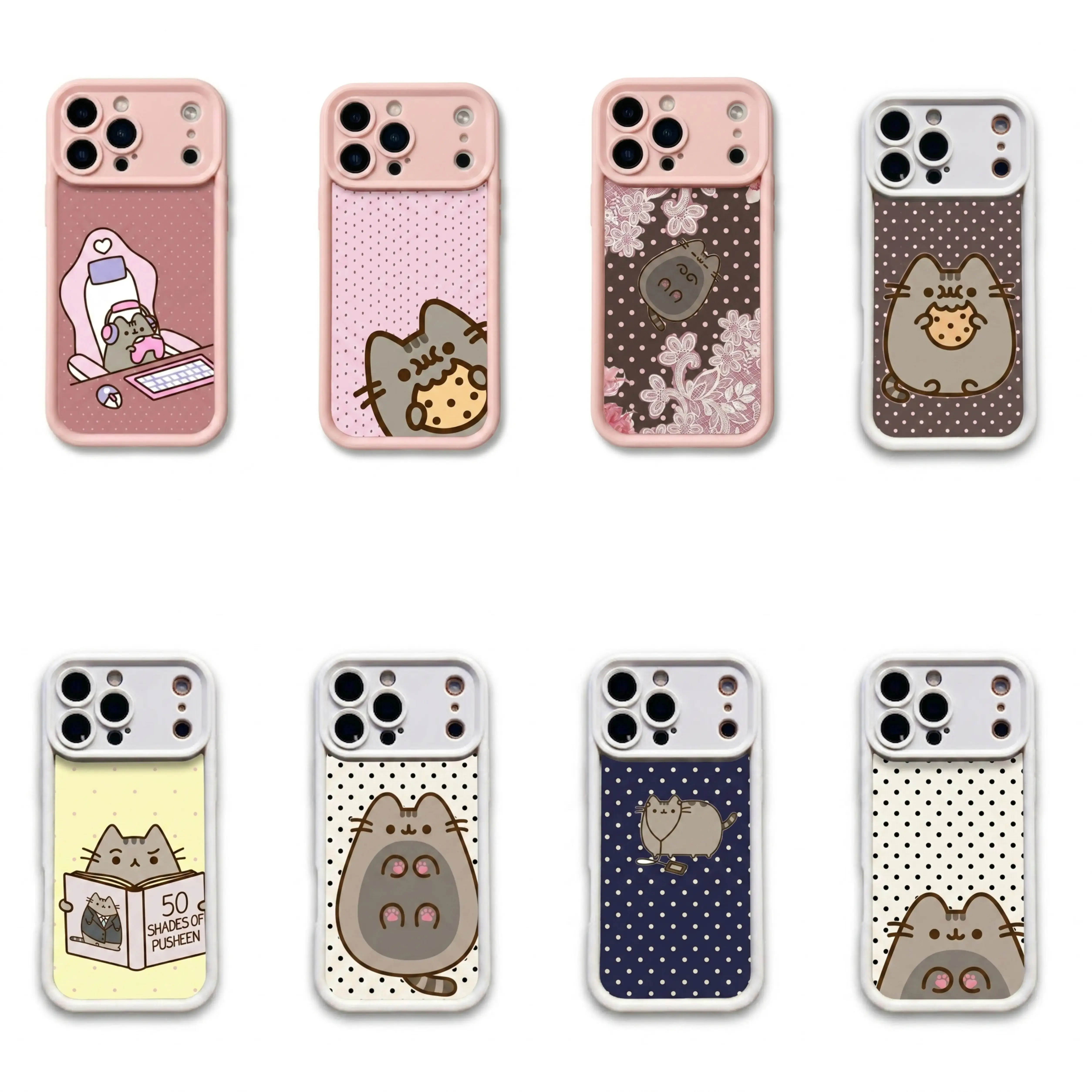 Funny Reading Cat Phone Case for iPhone 17 16 15 14 13 12 11 Pro Max Plus Air Cute Book Lover Polka Dot Aesthetic Slim Shockproof Anti Drop Soft TPU Protective Cover Gift for Cat Lovers Women Men