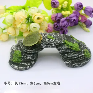 Resin craft stone bridge for turtle basking platform, aquarium landscaping turtle tank decoration, basking platform for reptiles