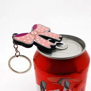 Cute Bow/ Gift Can Opener Keychain, Portable Soda Beer Can Opener, Easy Pull Tab Remover, Mini Beverage Opener Tool for Outdoor Camping，Great Gift for Girls，Cute Bag Charm for Daily Use