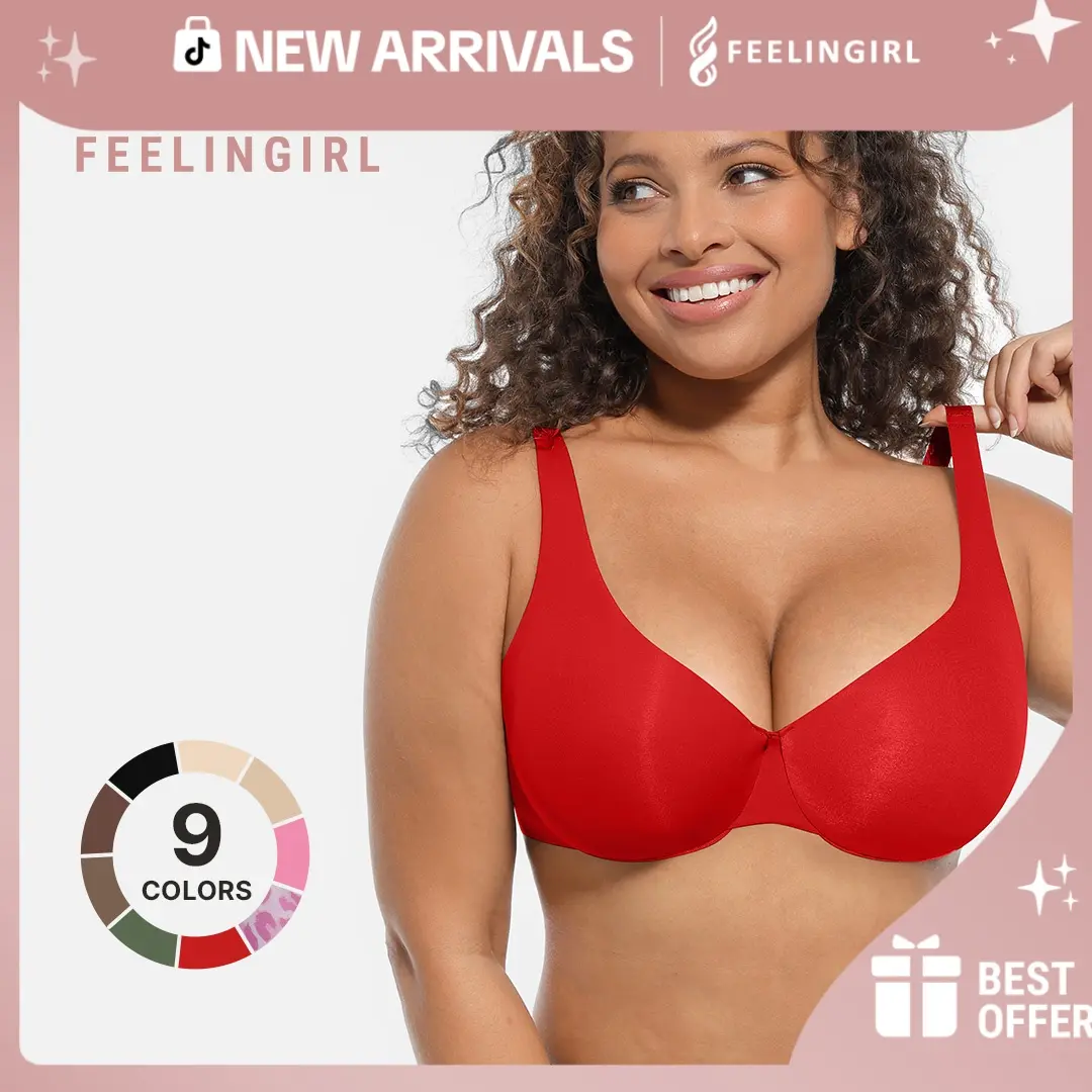 FeelinGirl FeelSoft Minimizer Bras for Women Comfort Underwire Balconette Bras Plus Size Full Coverage No Padded Seamless Everyday Bras Womenswear Comfortable newarrivals#SohoChic