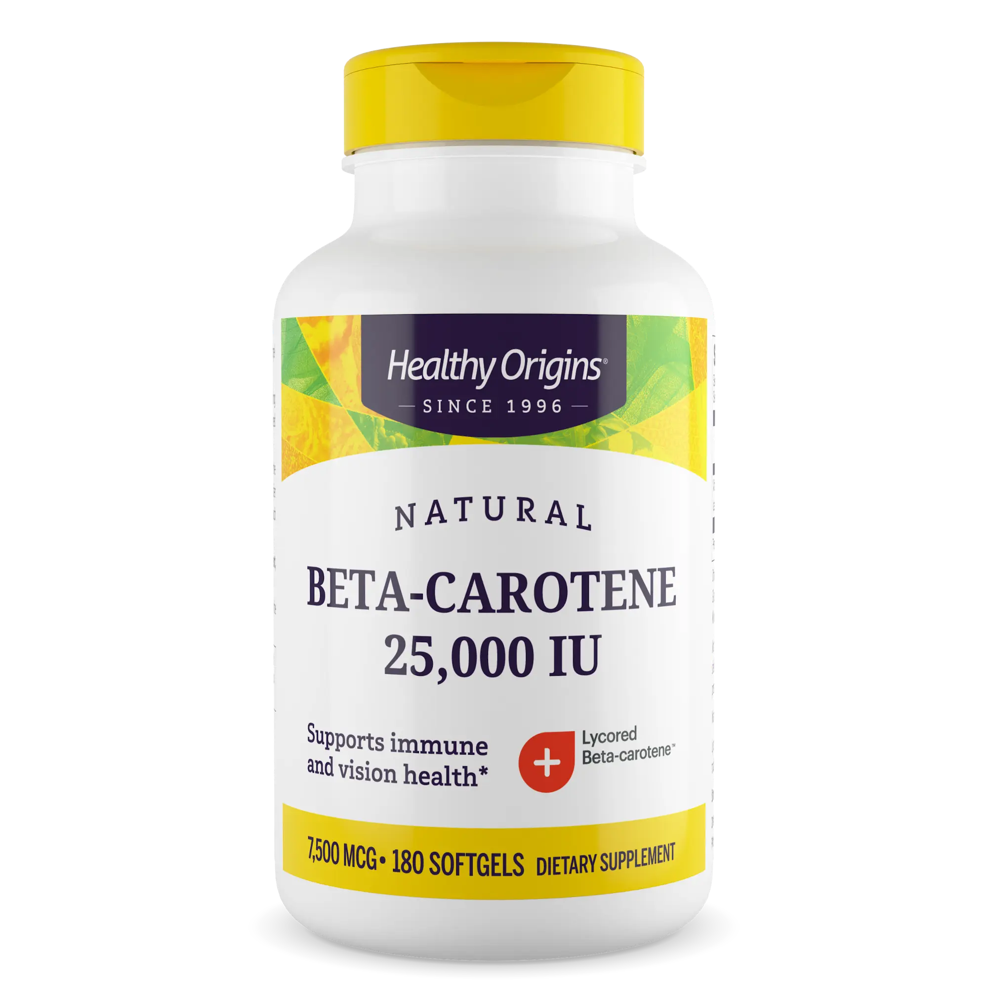 Healthy Origins - Beta-Carotene 25000 IU - 7500 mcg, 60 Softgels, Supports Immune & Vision Health, Dietary Supplement