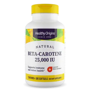 Healthy Origins - Beta-Carotene 25000 IU - 7500 mcg, 60 Softgels, Supports Immune & Vision Health, Dietary Supplement