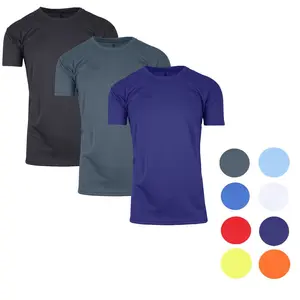 3 Pack Mens Short Sleeve Moisture-Wicking Quick Dry Performance Crew Neck Tee