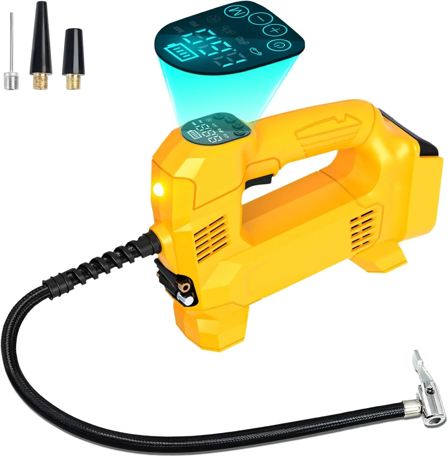 Wireless Tire Inflator, 150PSI Compact Universal Fit Auto Air Compressor for DEWALT 20V-60V MAX Battery, Tire Inflation Tool with Digital Pressure Gauge (Tool Only, No Battery) for Cars/Bikes, Cordless Inflator