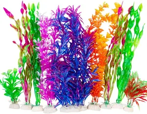 Cousduobe 9 Pack Large Aquarium Plants Artificial Aquatic Plants, Simulate Plants and Aquarium Landscape Vividly (12Inch) NTS CousDUoBe