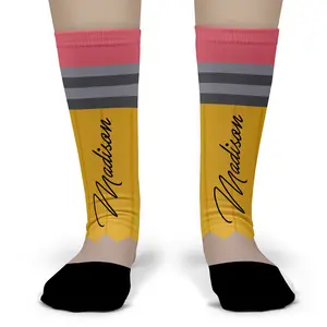 Personalized Pencil Socks with Name – Custom Teacher & Student Gift