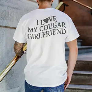 I Love My Cougar Girlfriend Shirt, Boyfriend Gift, I Love My Girlfriend Tee, I Heart My Cougar Shirt, Valentines Gift, for men, for woman Casual Cotton Classic
