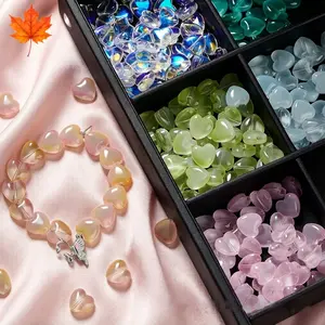 60 Heart Glass Beads, Romantic Heart Shaped Jewelry Supplies, DIY Beading Making Friendship Bracelets, Necklaces, Earrings, Gifts for All Occasions, DIY Beading Accessories