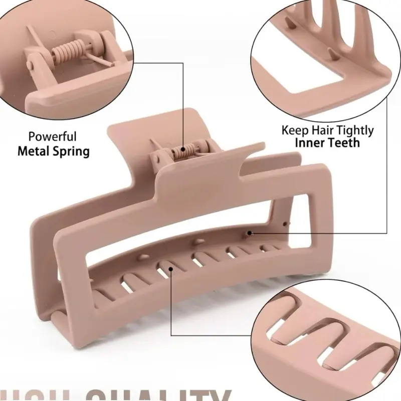 5 Inche Extra Large Claw Clips for Thick Hair and Long Hair, 4 Pack Xl Jumbo Claw clips, Oversized Matte Non-slip Rectangle Hair Clips for Women, Big Strong Hold Jaw Clip,Neutral Color