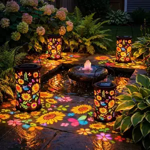 Solar Sunflower Hanging Light, Colorful Lawn Lamp, Garden Decorative Lantern, Waterproof Outdoor Projection Light, Iron Art Design