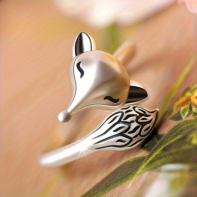 Exquisite Fox Ring, Lightweight and Simple Vintage Vintage Vintage Women's Ring, Adjustable Opening Design, Suitable for Anniversary and Birthday Gifts