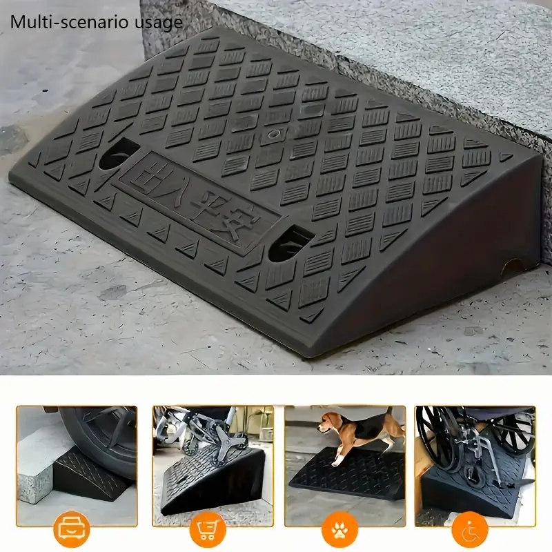 2 Portable Curb Ramps, Lightweight Plastic, Heavy-duty Plastic Ramp Set, Suitable For Low Floor Vehicles, Lane Loading, Motorcycles, Wheelchair Travel, With Dimensions Of 19.68 Inches Long X 10.6 Inches Wide X (2.75/3.5/5.1) Inches High