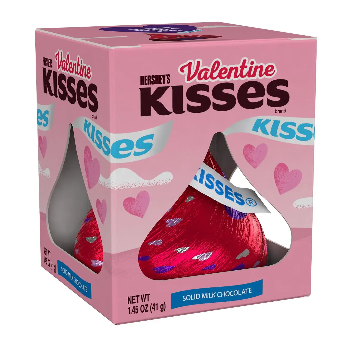 Hershey's Valentine's Kisses Solid Milk Chocolate Gift Box 1.45 oz Limited Edition Sweet Treats & Snacks