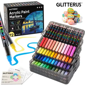 Glitterus Acrylic Markers: Brush Tip - 36 Colors / 48 Colors / 72 Colors - Vibrant Colors with Flexible Brush Tip High-Opacity Waterproof Lightfast Pens for Rock Wood Glass & More, TikTokShopDealsforYouDays, SummerWins