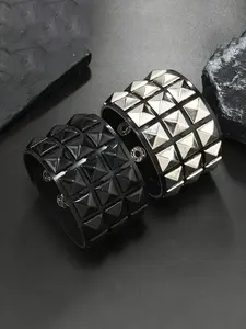 1/2PCS Punk Style Unisex Bracelet Set with Three Rows of Square Pieces - Geometric Elements and Minimalist Design - Versatile Accessory, Punk Style Jewelry, Fashion Cool Accessories